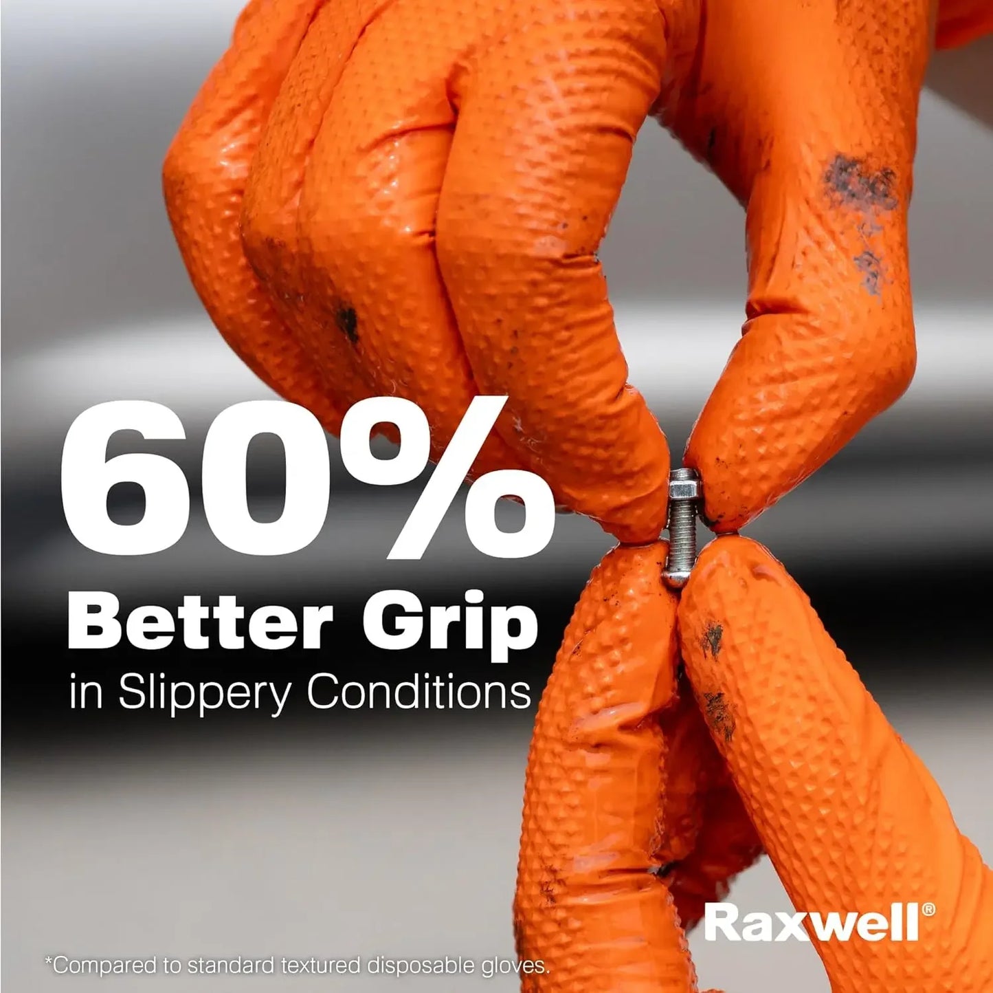Orange Nitrilhandschuhe 8 Mil mit rautenstrukturiertem Griff für Arbeit