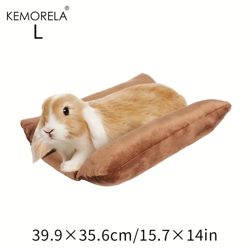 KEMORELA Kaninchenbett, dickes, weiches, konkaves Bettüberwurf, Decke, Plüschunterlage mit Baumwollliege, Kissen, kleines Haustier, Flip-Flop-Pad für den Innenbereich-Yabubest - Home & More
