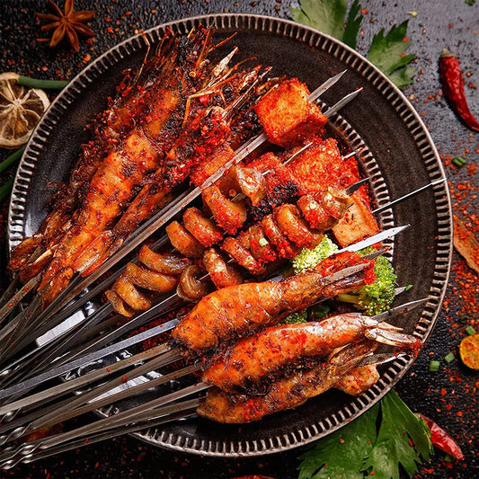 Rostfreie Edelstahl Grillspieße 10/20 Stück – Wiederverwendbar - Outdoor-tauglich