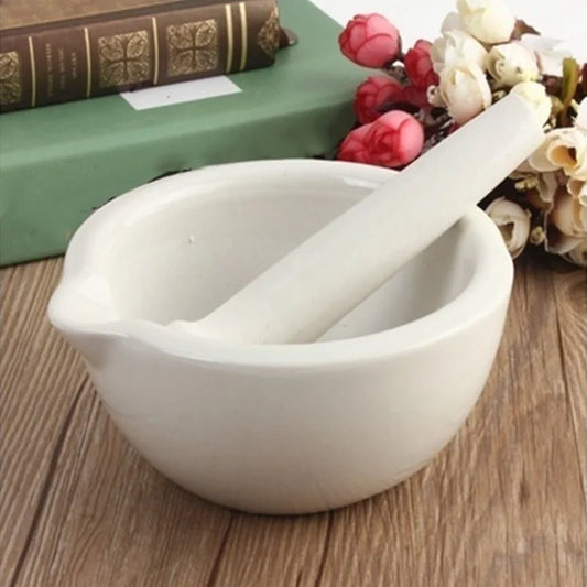 6 ml Porzellan Mörser - Stößel Set – Präzises Mahlen für Kräuter - Samen