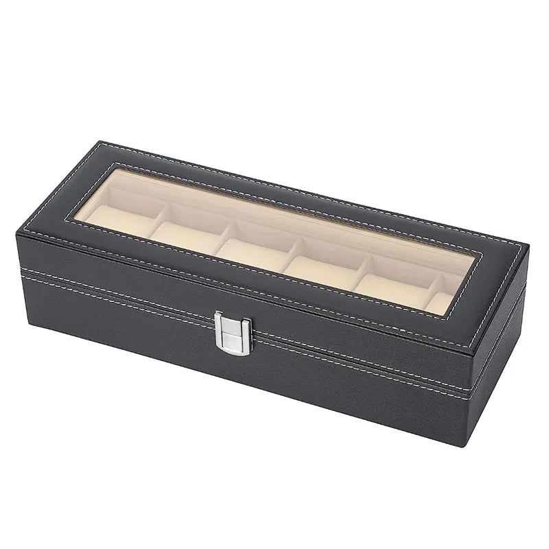 PU Leder Uhrenbox mit Glasdeckel für Männer - Organizer-Yabubest - Home & More