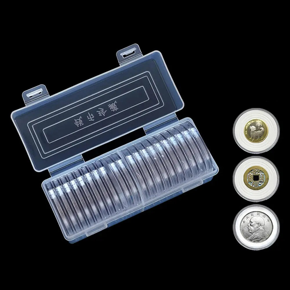 20 Münzkapseln 46 mm Aufbewahrungsbox Kunststoff Behälter Organizer