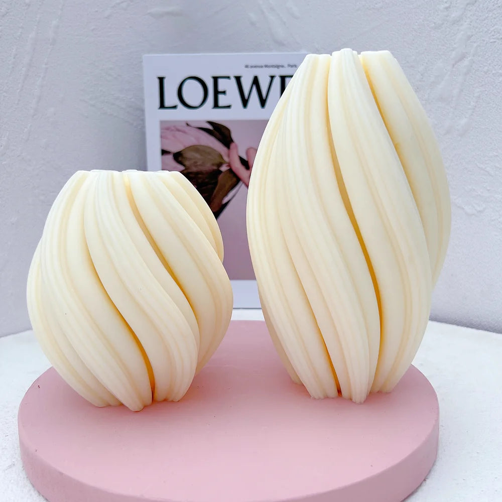 Geometrische Wellenwirbel Kerzenformen in drei Größen aus Silikon