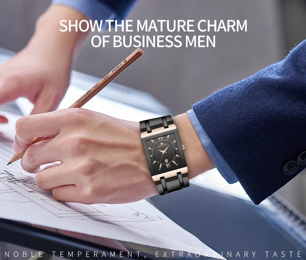 Luxuriöse Herren Armbanduhr Edelstahl Blau Wasserdicht 3BAR