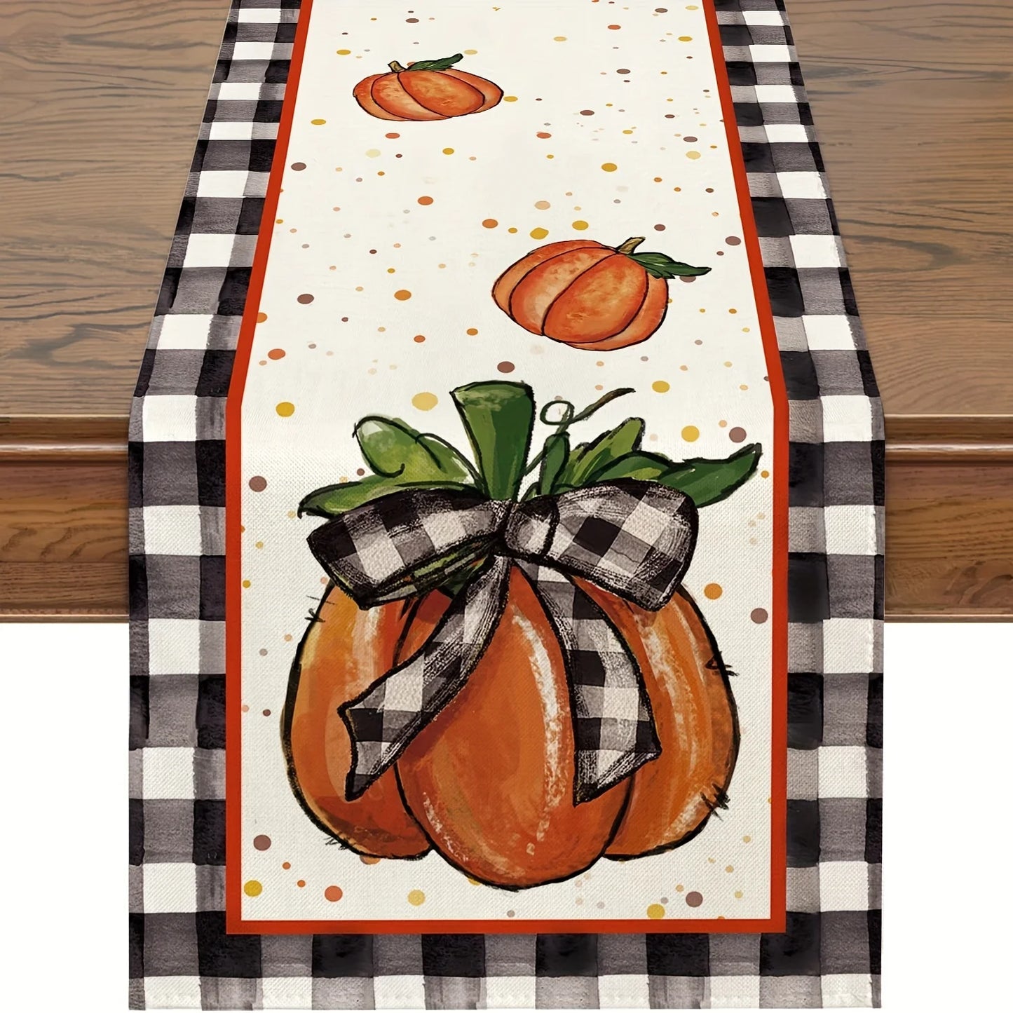 Herbst Buffalo Check Tischläufer Kürbisblatt Landhausstil Deko