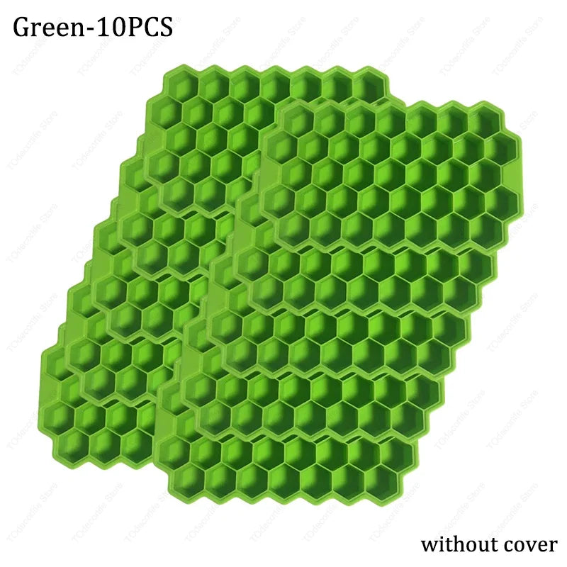 Premium Silikon Eiswürfelformen mit Deckel – Sechseckig, Wiederverwendbar