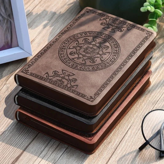 A6 Retro Mini Notizbuch PU Leder mit Taschen – Tragbar für Büro Buchhaltung