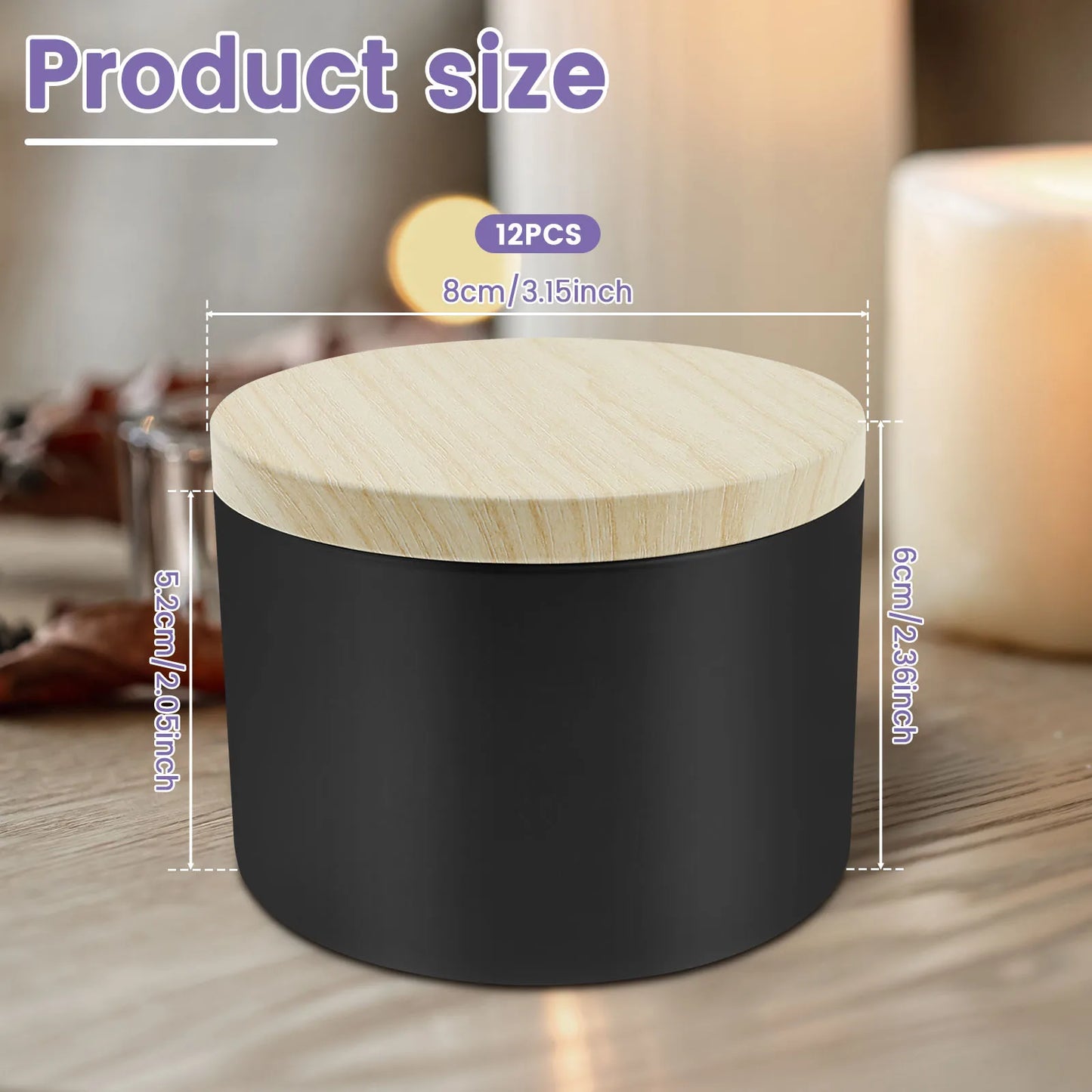 12er Set leere 8oz Kerzendosen aus Eisen mit Deckel für DIY Kerzenherstellung