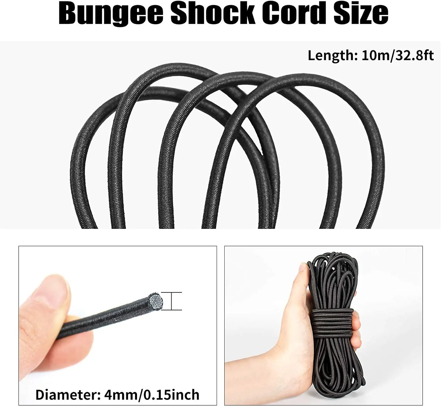 Robustes elastisches Gummiband rund 1-6 mm Weiß - Schwarz – Vielseitig - Stark