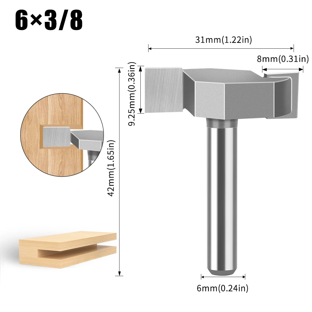 Wolframlegierung T-Cutter Router Bit 6mm 12mm Schaft Fräskopf für Holz