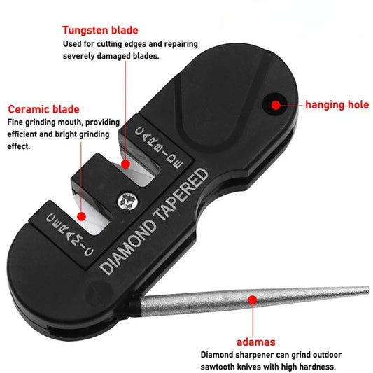4-in-1 Multifunktions Taschenmesserschärfer mit Keramik Hartmetall Diamant