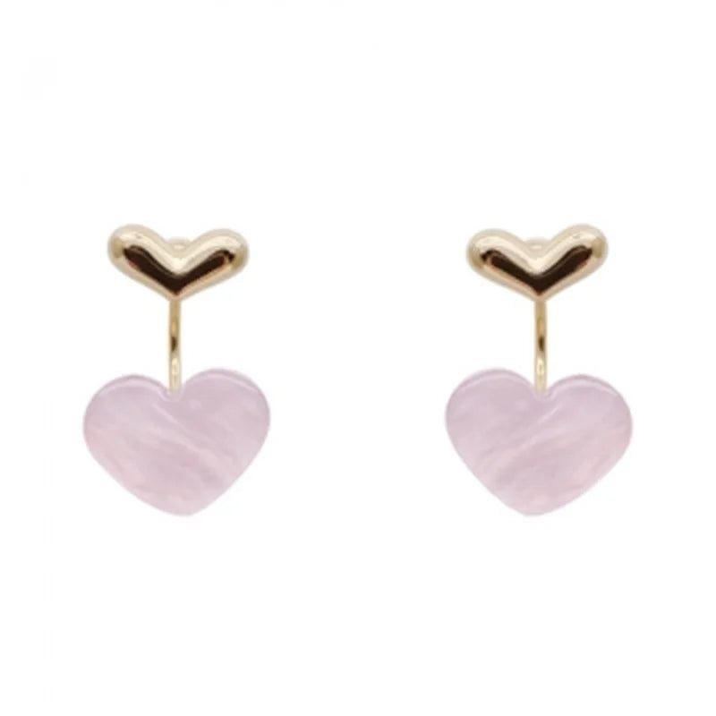 Romantische Rosa Acryl Herz Tropfen Ohrringe für Damen