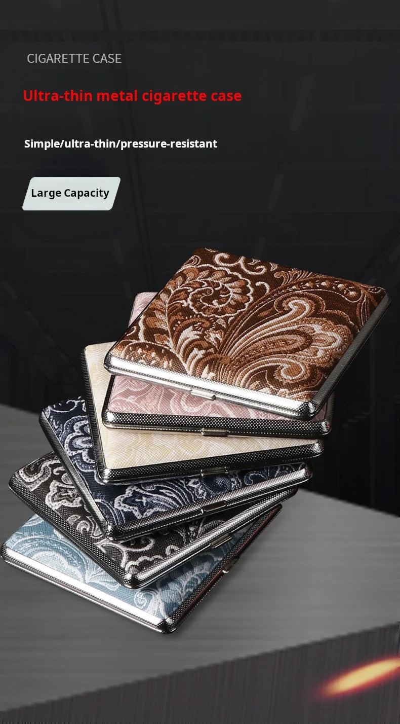 Tragbare leichte Zigarettenschachtel aus Metall mit Ledermuster