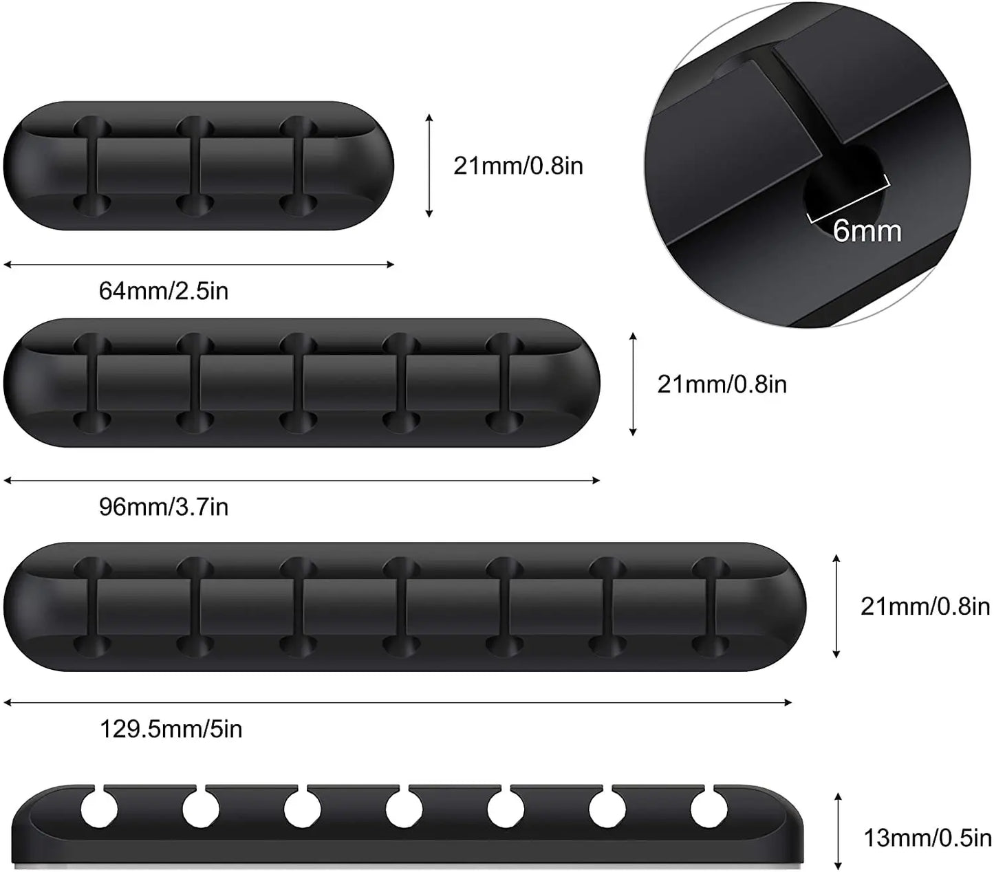 3er-Pack selbstklebende Silikon Kabelclips für USB und Desktop Kabel