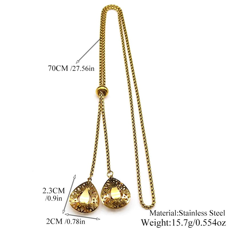 Edelstahl Kette mit hohlem Blumenanhänger und verstellbarer Länge 70cm