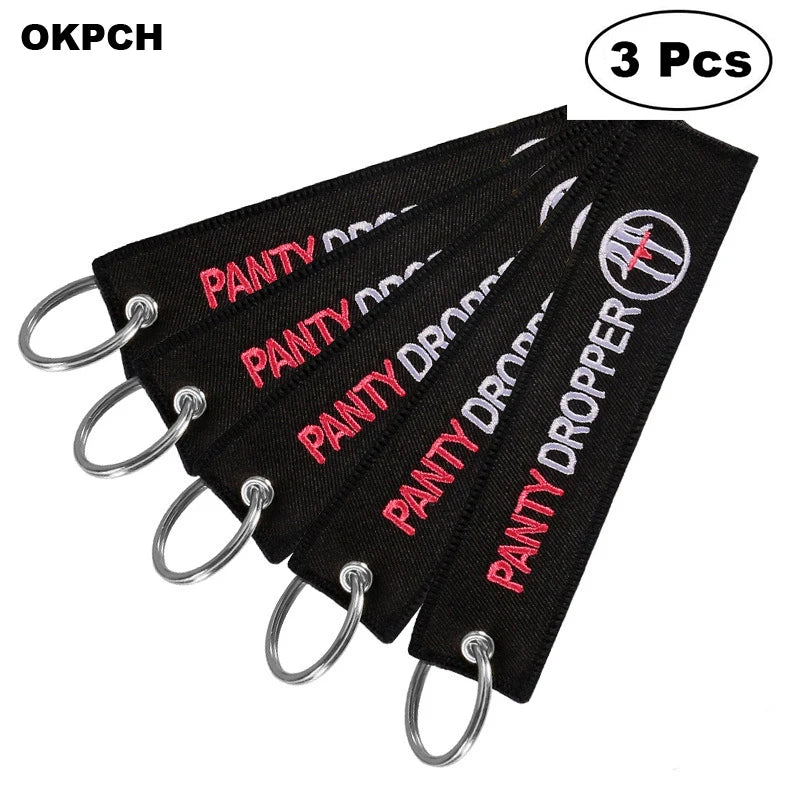 3-teiliges Schlüsselanhänger Set Bestickte Metallanhänger für Autos Motorräder