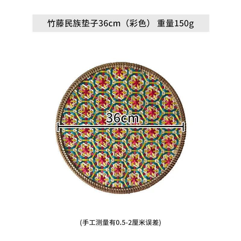 Handgewebtes Rattan Tischset im Böhmischen Stil