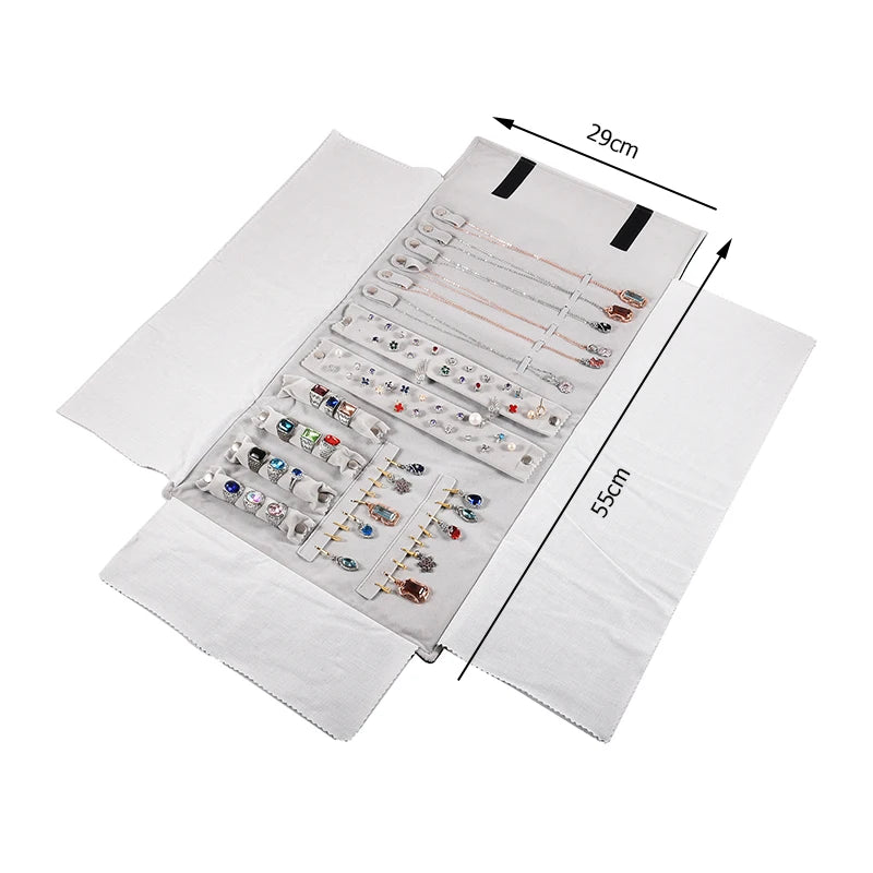 Eleganter Reise Schmuck Organizer aus Samt – Aufrollbar & Faltbar