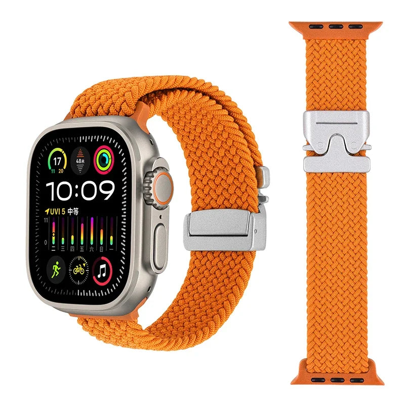 Geflochtenes Fallschirm-Nylonarmband mit Metallverschluss für Smartwatches