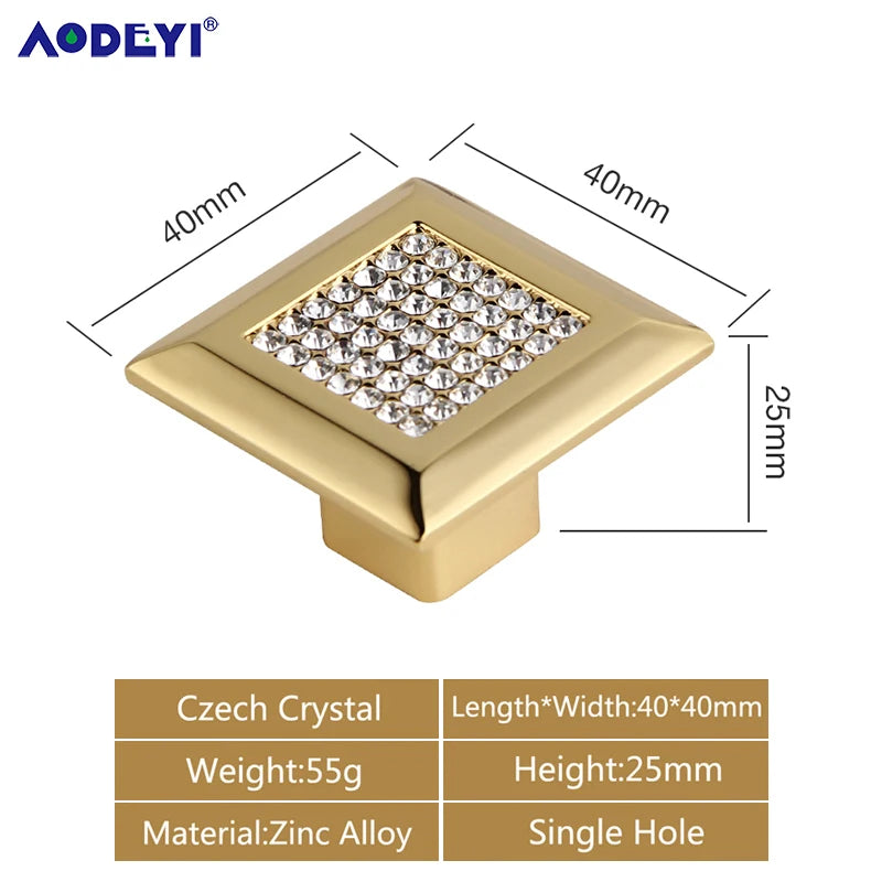Eleganter Kristall Möbelknopf Diamant Optik für Schrank Schublade Gold/Chrom