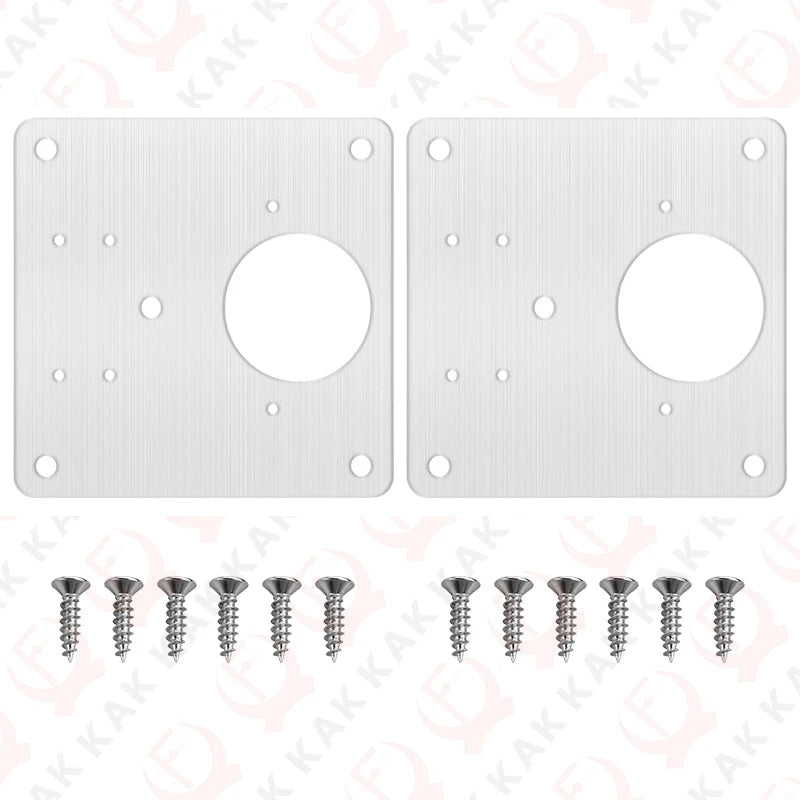 8-teiliges Scharnier Reparaturplatte aus gebürstetem Edelstahl 90x90mm