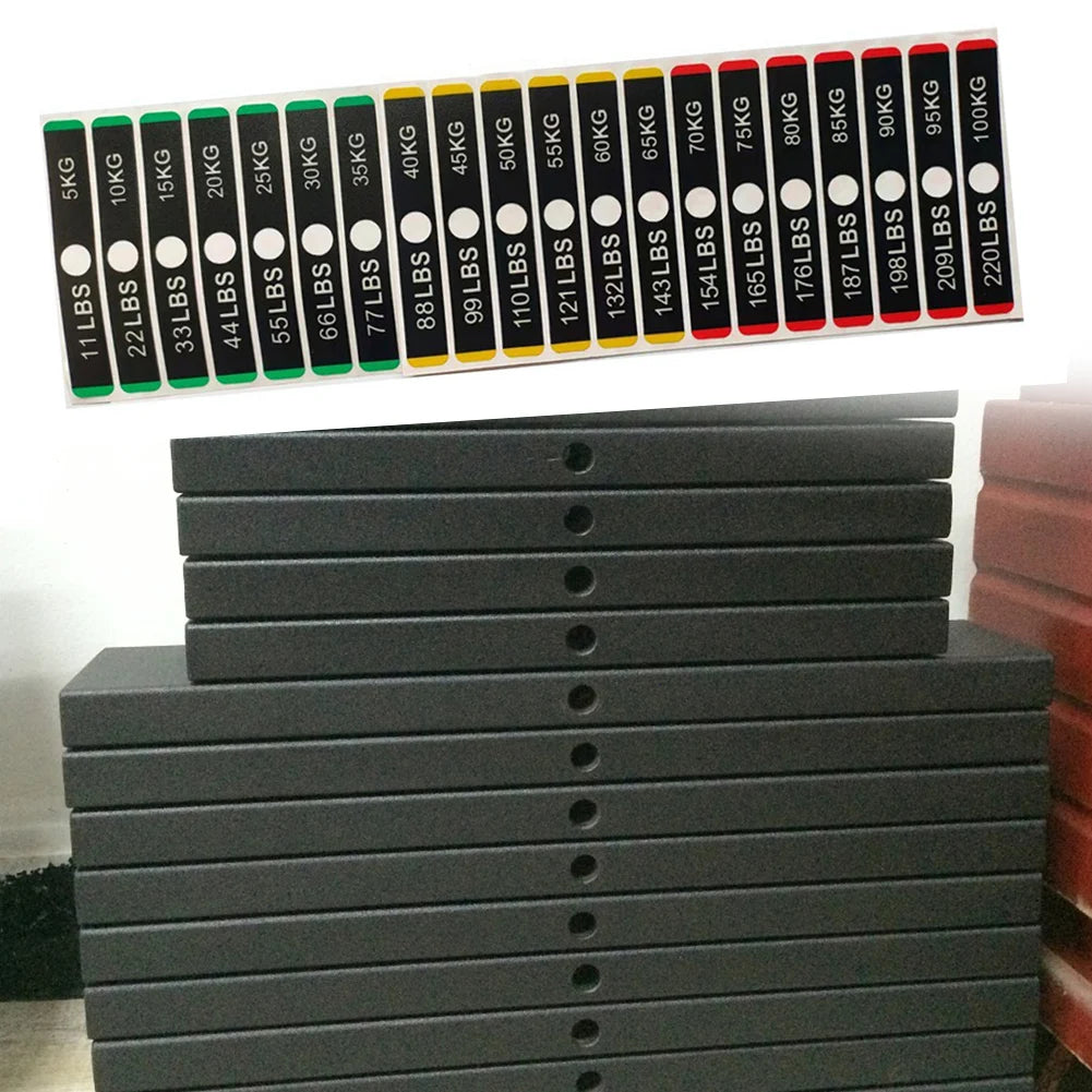 Gewichtsstapel-Etiketten 11-220 lbs Aufkleber für Fitnessstudio Hantelplatten