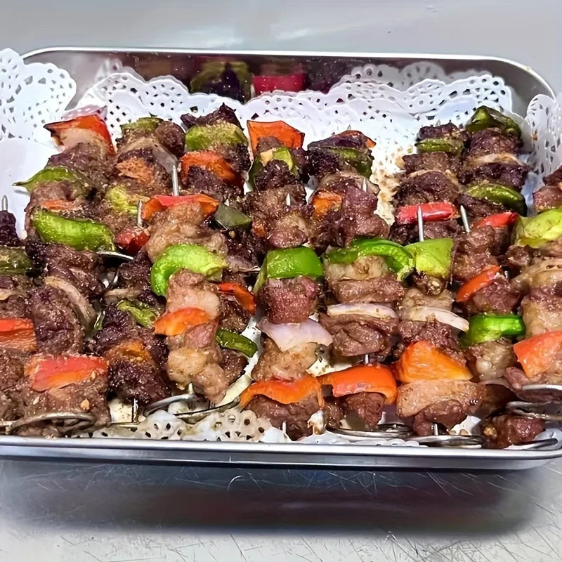Perfektes BBQ-Erlebnis: 10er Set hitzebeständige Edelstahl-Spießgrill-Nadeln