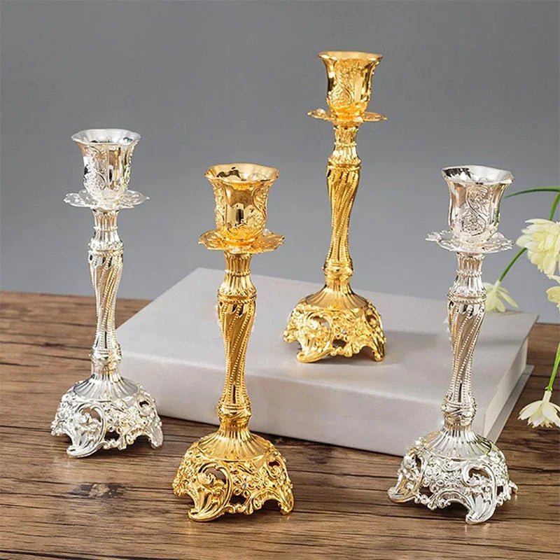 Kerzenhalter-Set, 2-teilig, Metall, Gold/Silber - Yabubest - Home & More