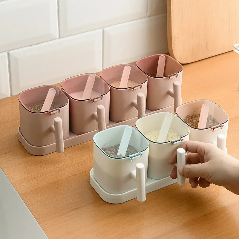 Gewürzboxen Set mit Shaker Pfeffer Zucker Salz Vorratsbehälter Kunststoff