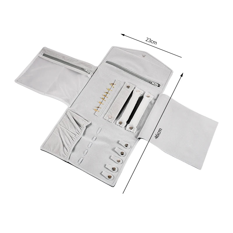Eleganter Reise Schmuck Organizer aus Samt – Aufrollbar & Faltbar