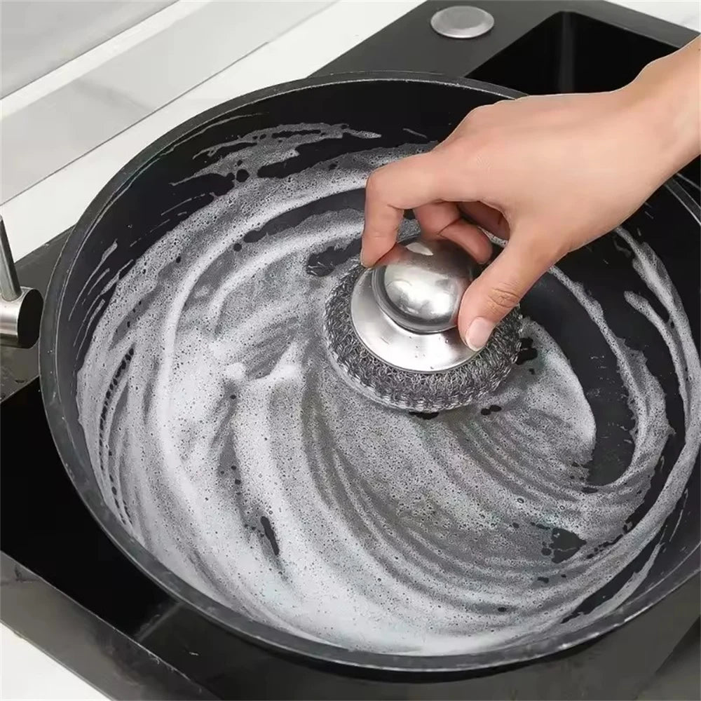 Robuster Edelstahl Topf Reiniger mit Griff für Küche und Geschirr