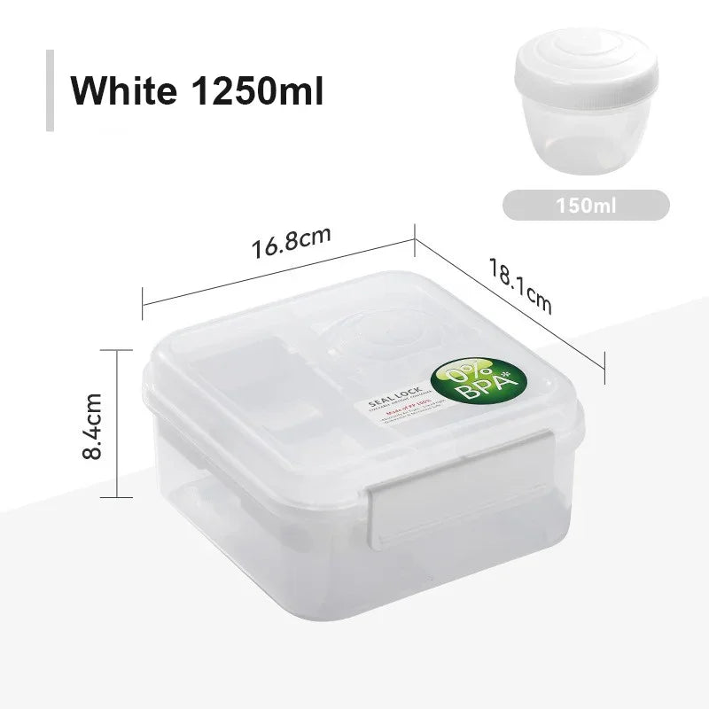 Tragbare Doppelschicht Lunchbox 1250/1650 ml mit Unterteilungen