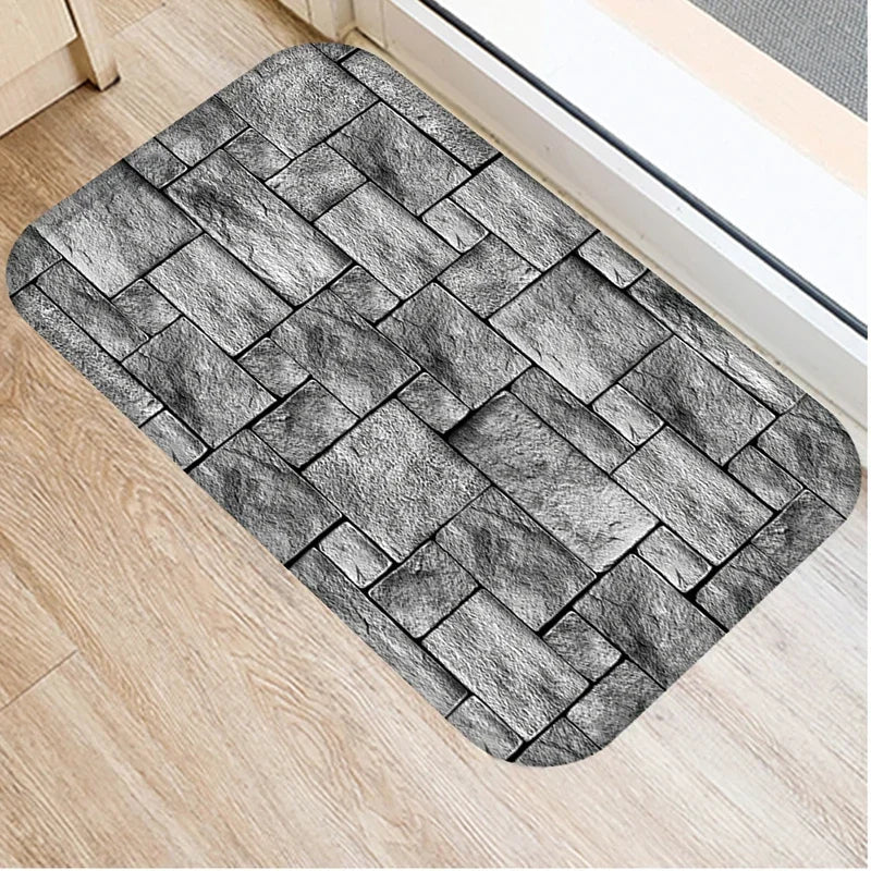 Rutschfeste 40x60 cm Fußmatte mit Holz-Stein Muster aus weichem Korallen-Samt