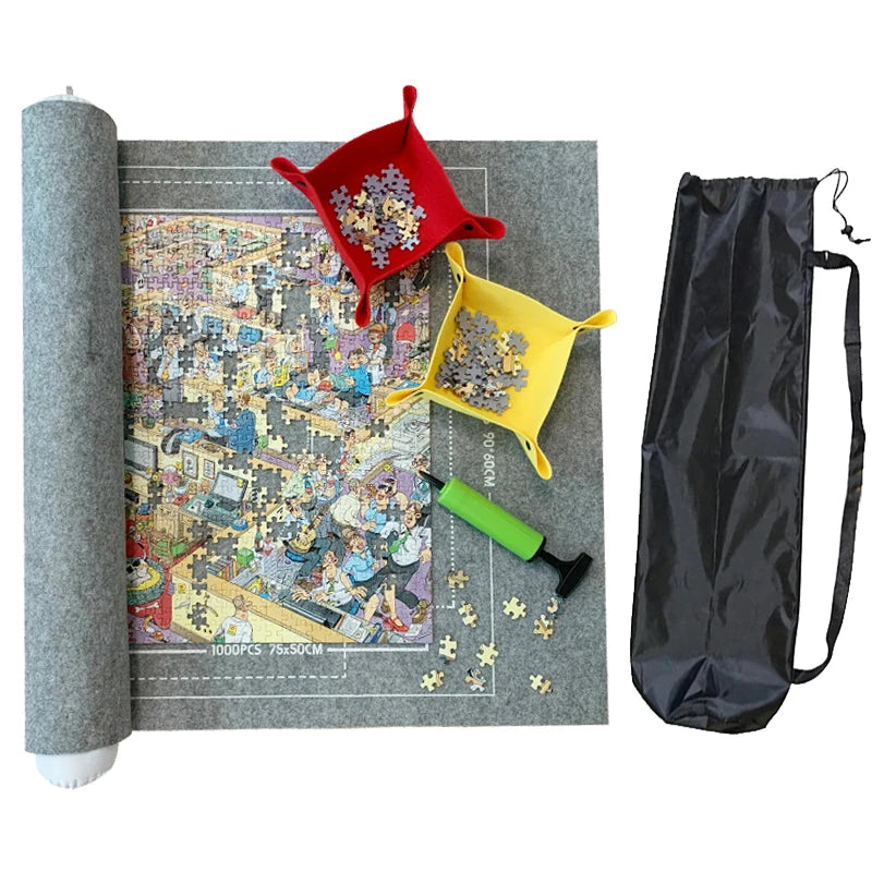 Tragbare Puzzle Aufbewahrungsmatte aus Filz in Grau Schwarz