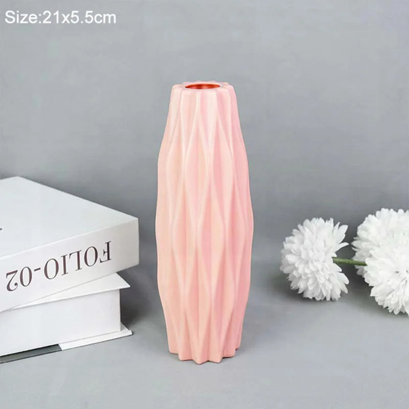 Moderne Kunststoff Blumenvase Weiß Rosa für Wohnraum Dekoration