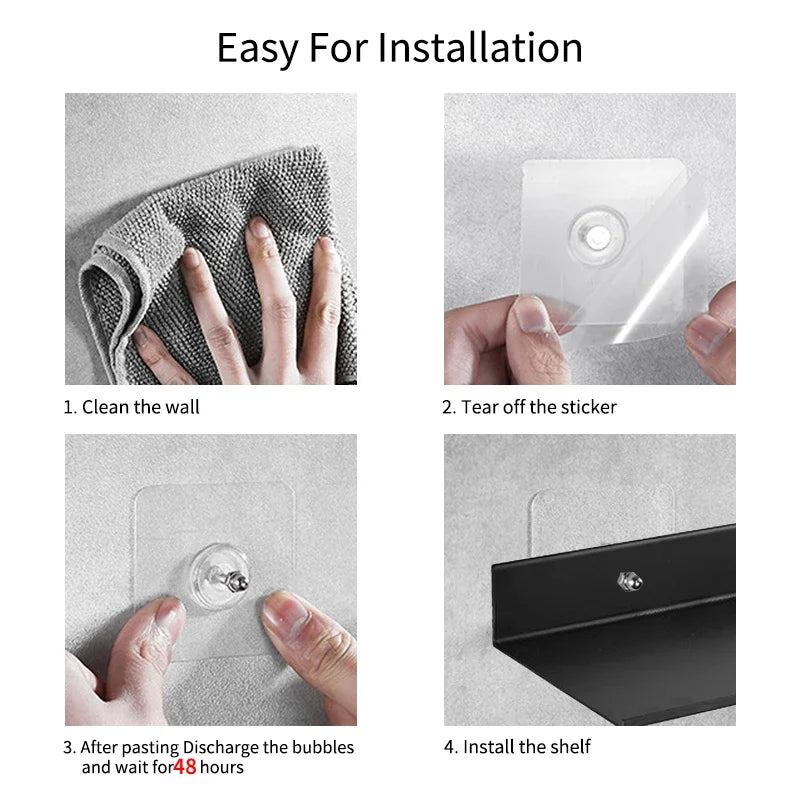 Platzsparendes Bad Regal aus schwarzem Aluminium