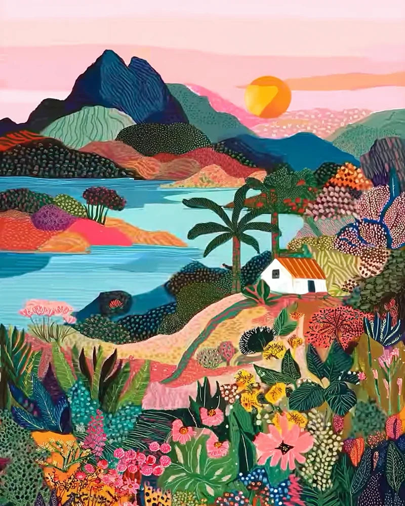 Malen nach Zahlen Leinwand Landschaft DIY Acrylfarbe Kunstwerk Set