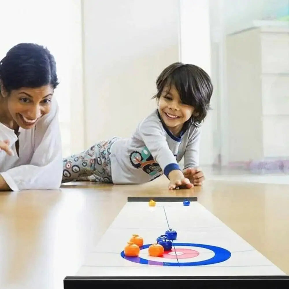 Faltbares Mini Curling Tischspiel mit 16 Bällen – Spielspaß für Familie - Reise
