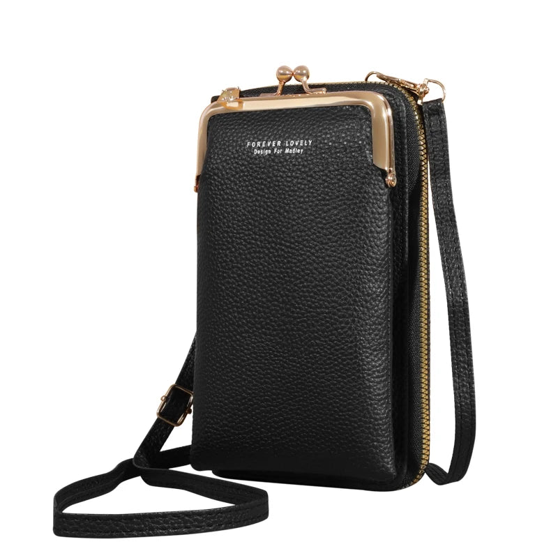 Kleine kompakte Umhängetasche aus mattem Leder für Damen