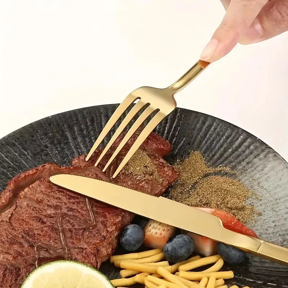 30-teiliges Gold Besteckset aus Edelstahl für 6 Personen – elegant - spülmaschinenfest