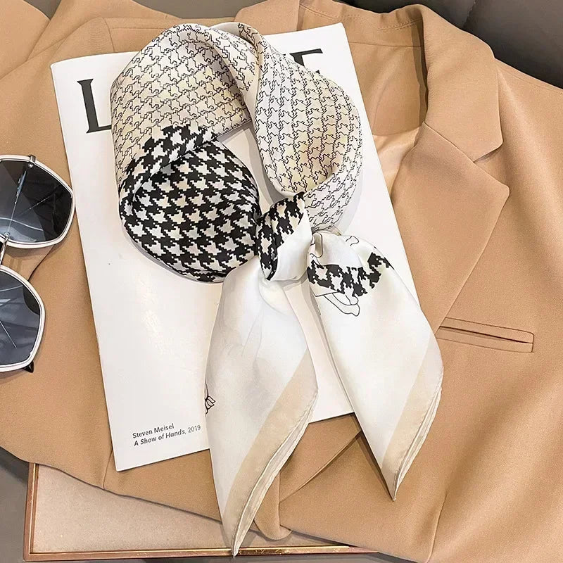 Luxus Seide Quadrat Schal Frauen Weich Satin Haarband Halstuch Büro Hijab
