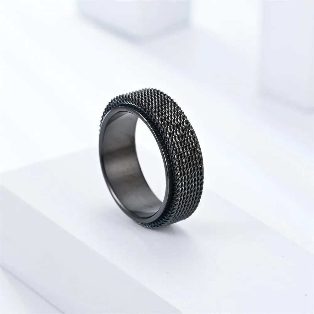 Drehbarer Edelstahl Spinner Ring mit 8mm Breite für Entspannung