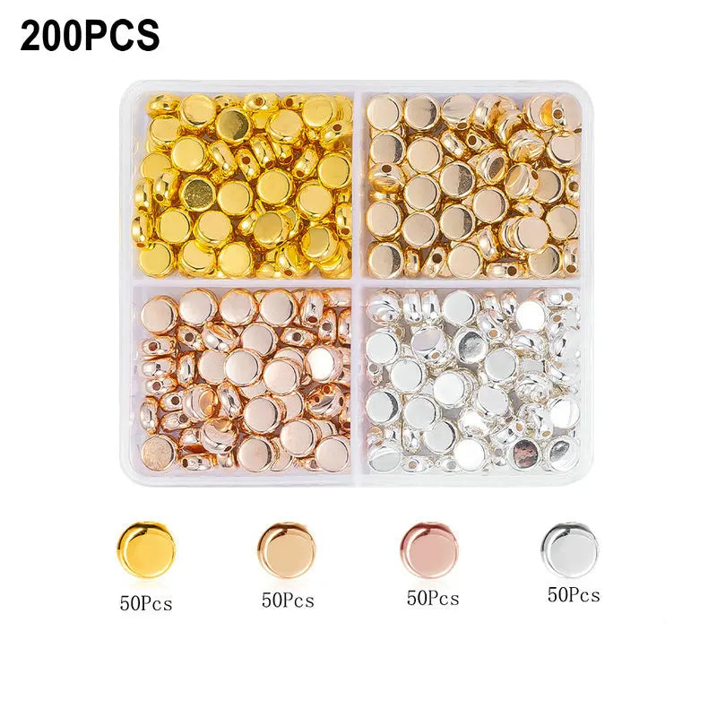 4 Farben CCB Spacer Perlen Kit mit 6 Stilen für Schmuck DIY Handwerk