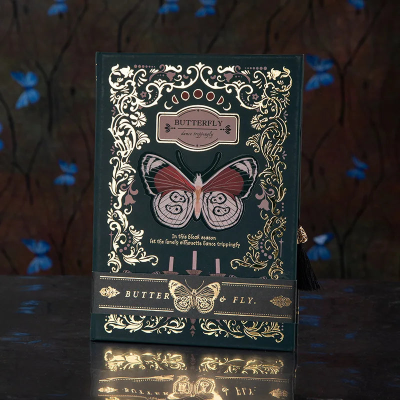 Retro Notizbuch Hardcover Gothic Design Farbseiten Illustration Tagebuch