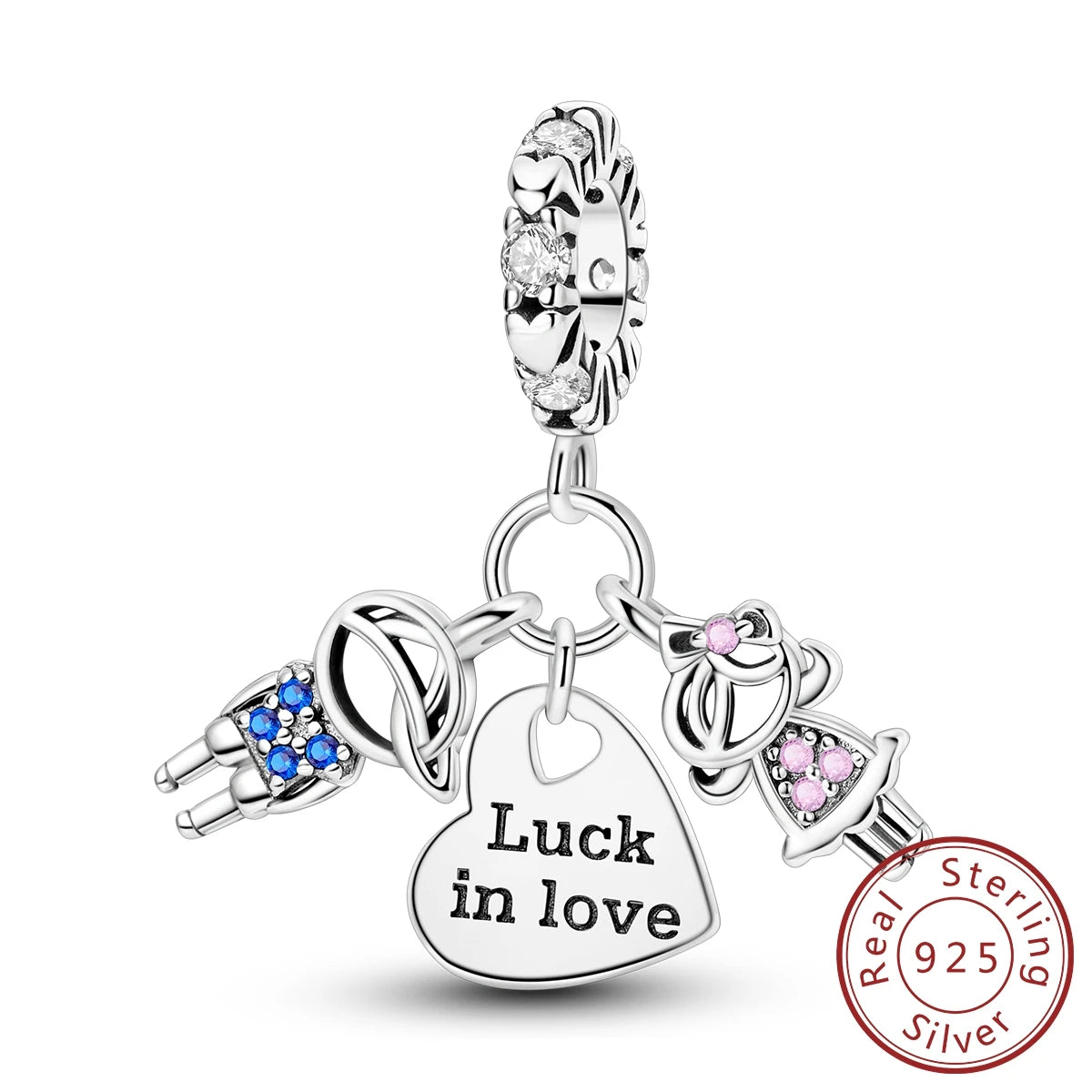 925er Sterlingsilber Charms mit Zirkon – Familie, Hund - Sternenhimmel Set