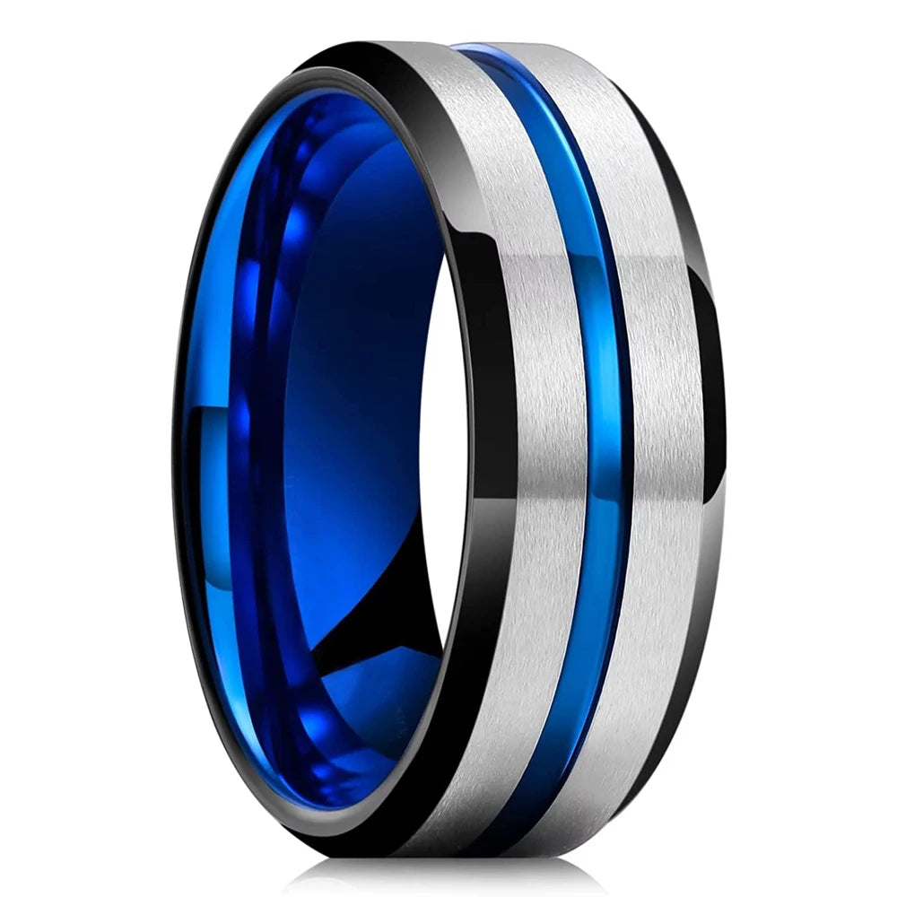 Fashio Männer Ringe Schwarz Titan Edelstahl Ringe Für Männer Frauen Ziegel Muster Finish Abgeschrägte Kante Hochzeit Ring Partei Schmuck