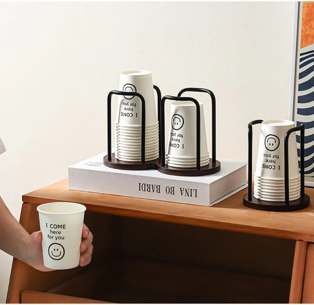 Praktischer Pappbecherhalter aus Holz für Schreibtisch und Küche