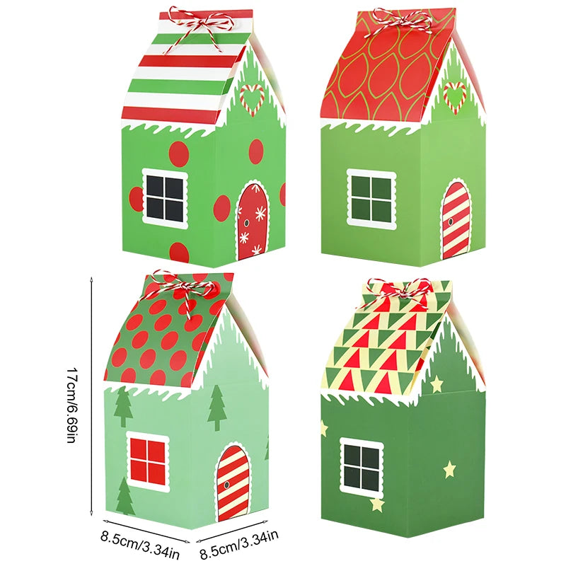 12er Set Weihnachtsgeschenkboxen in Hausform für festliche Anlässe