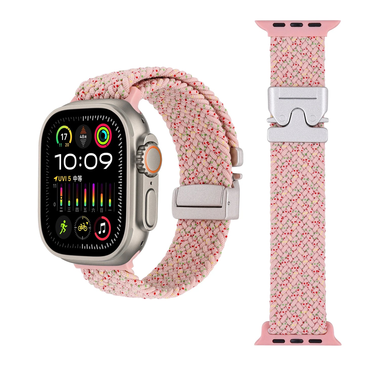 Geflochtenes Fallschirm-Nylonarmband mit Metallverschluss für Smartwatches