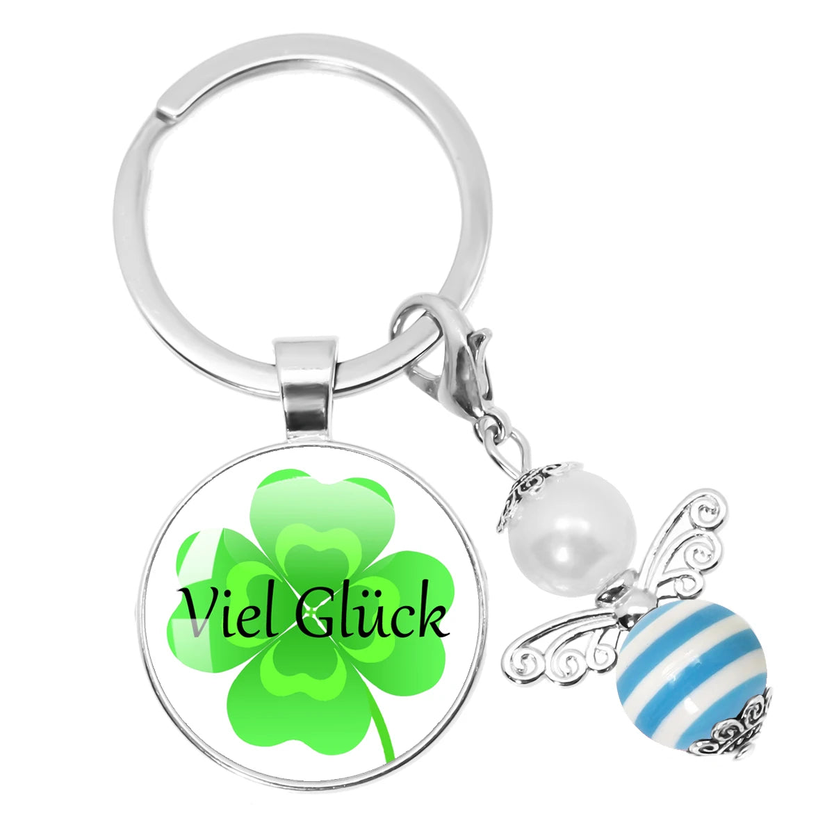Glücksbringer Schlüsselanhänger mit vierblättrigem Kleeblatt Design